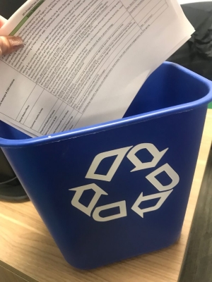 Rogers provides plenty of designated bins to make recycling convenient.